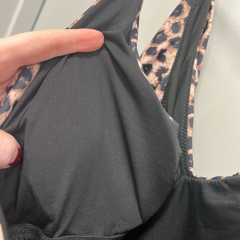 Leopard Print and Black One Piece Swimsuit Size XL - Picture 4 of 4